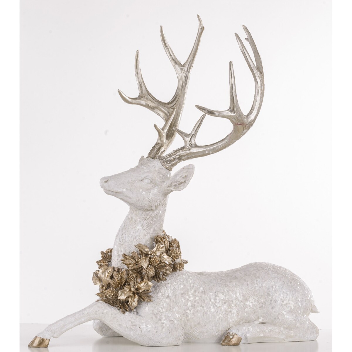 Figurka - jeleń leżący 53x50x29 cm SASEUM srebrny