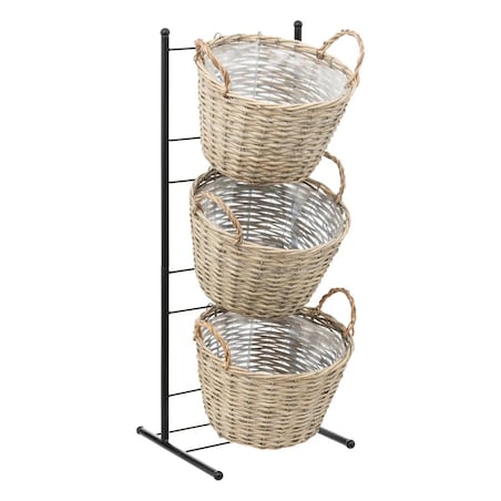 Stojak metalowy z plecionymi koszami 83 cm