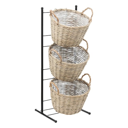 Stojak metalowy z plecionymi koszami 83 cm