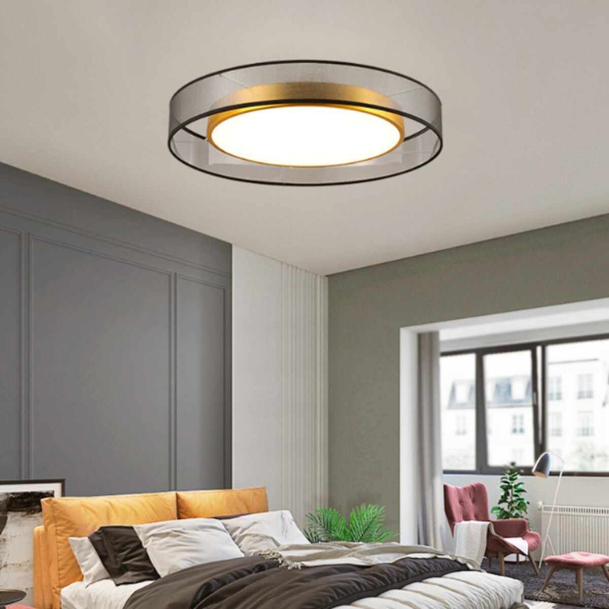 Okrągła lampa sufitowa Golden eye MDG60NW Abigali LED 60W 4000K srebrna mosiądz