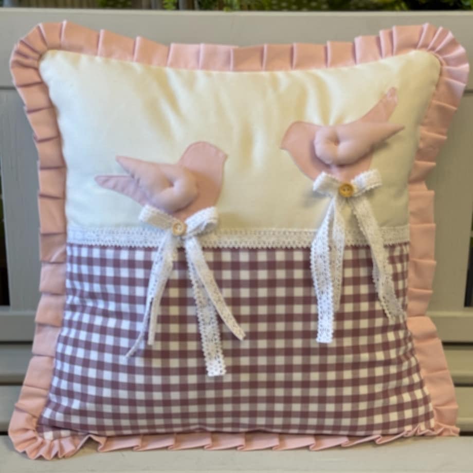 Poszewka Różowe Ptaszki - 45cm x 45cm