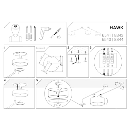 Lampa sufitowa 6541 HAWK Szary Nowodvorski