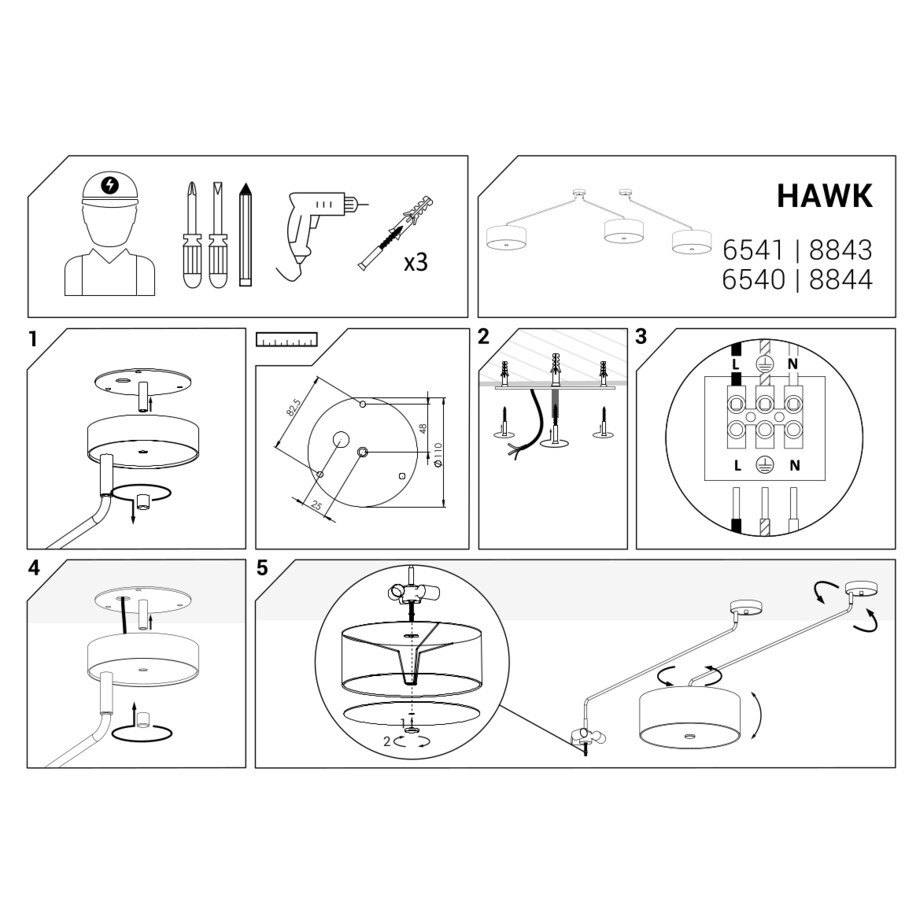 Lampa sufitowa 6541 HAWK Szary Nowodvorski