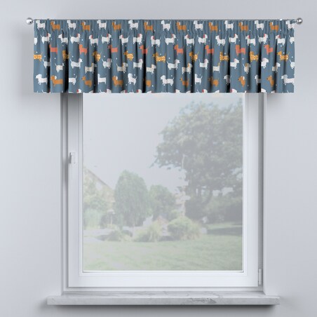 Lambrekin na taśmie marszczącej 130x40 niebieski