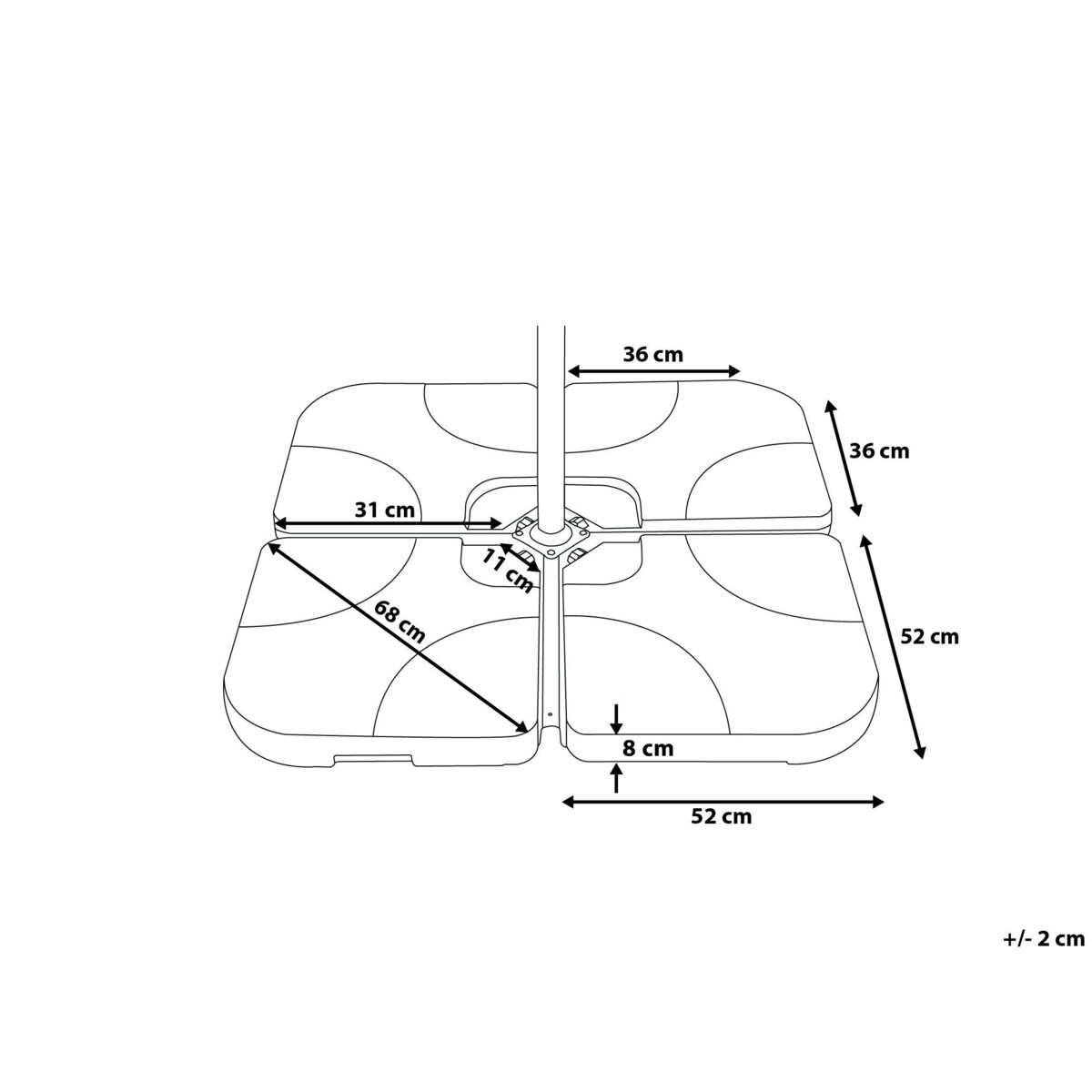 Zestaw 4 obciążników do parasola ogrodowego czarny CARIA