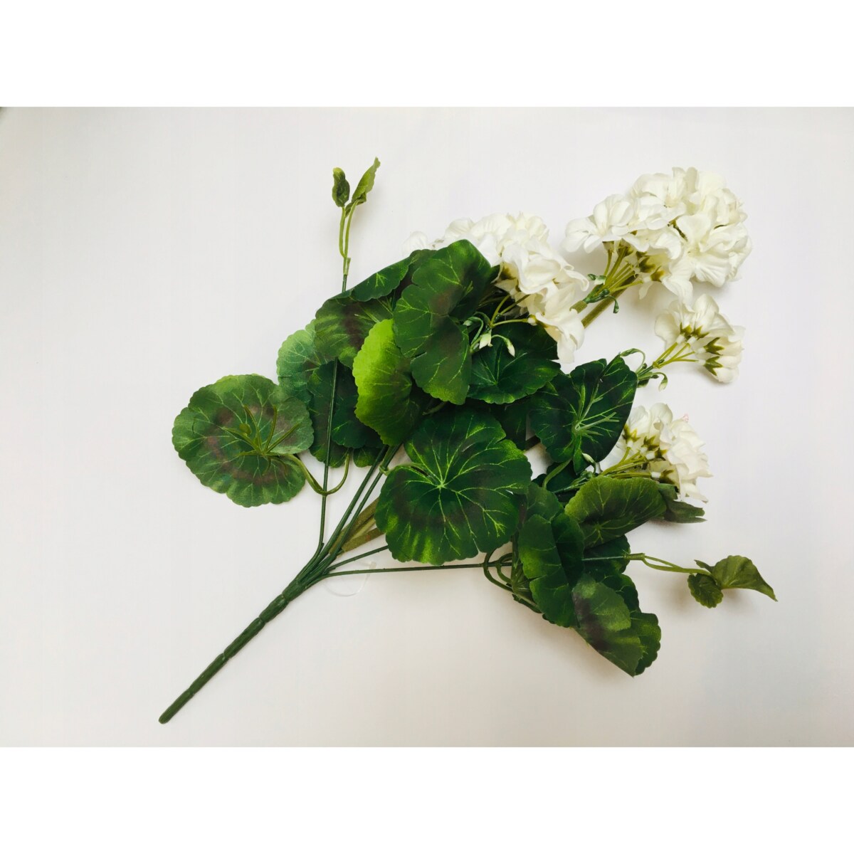 PELARGONIA sztuczna białe kwiaty DO DONICZKI wazonu wiosenne BUKIET stroik