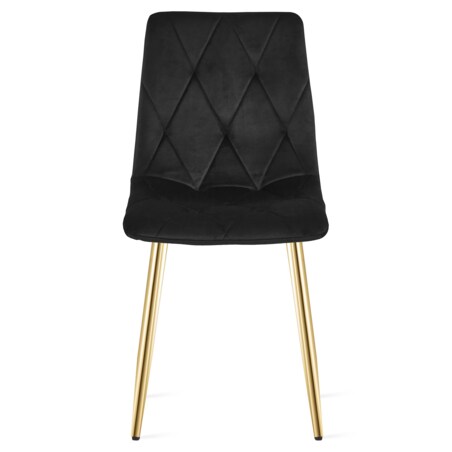 Krzesło Libra aksamitne welurowe - Czarny Aksamit / Nogi Kolor Złoty