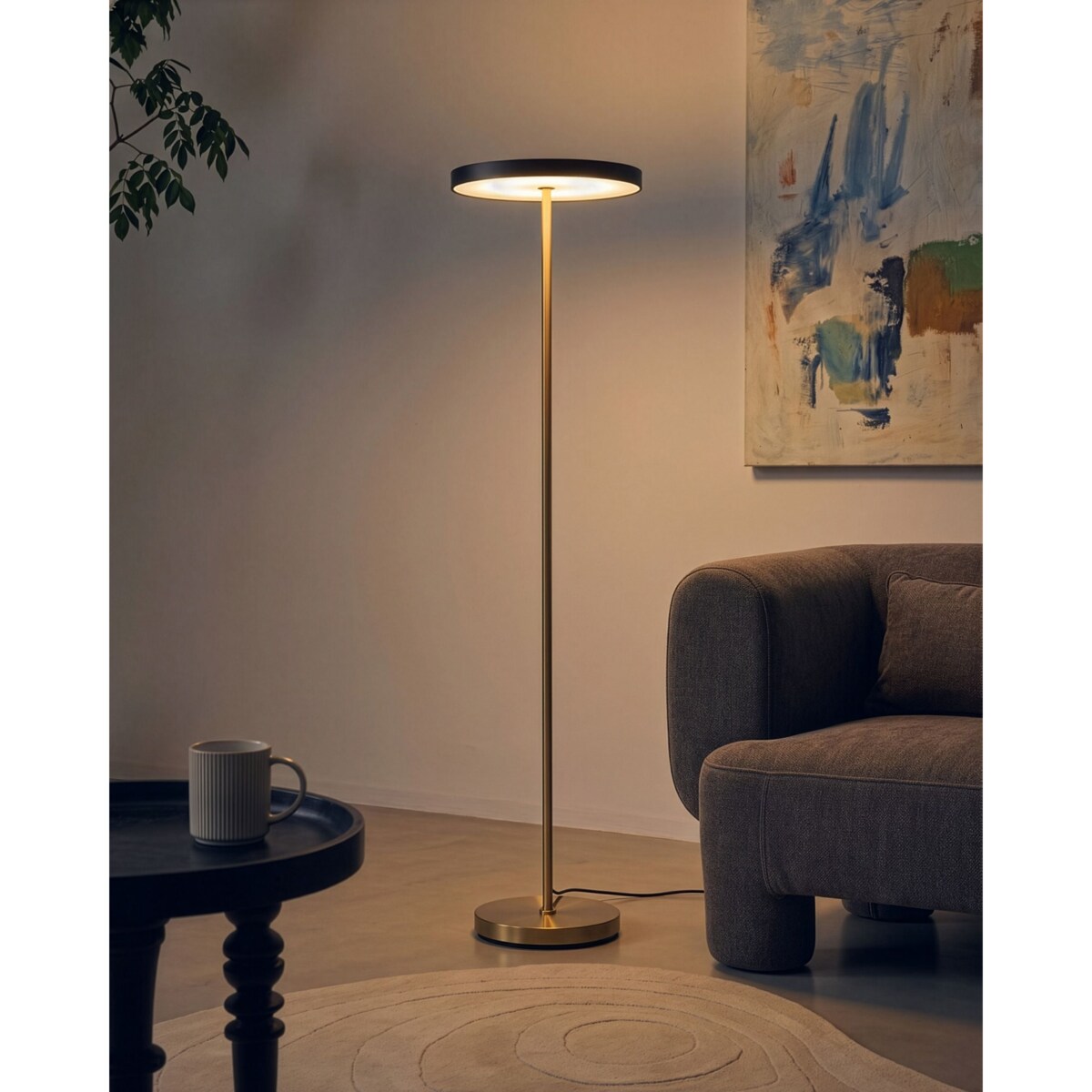 Lampa podłogowa LED EVENLODE Ze ściemniaczem Metal Czarny