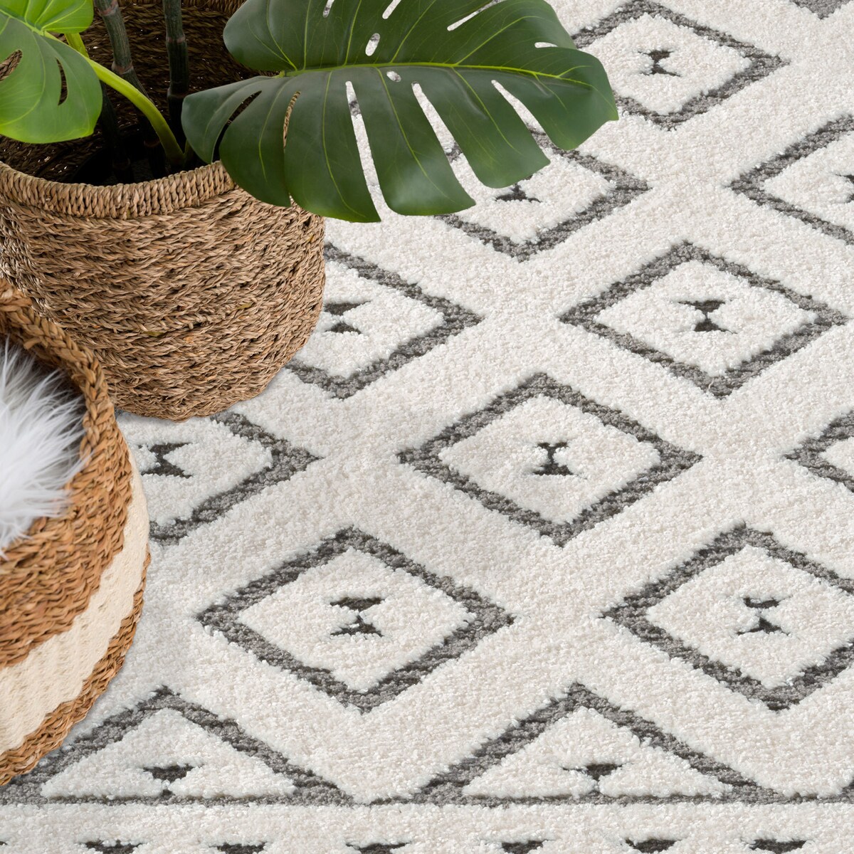 Dywan nowoczesny boho Lounia 99990 Szary Krem 160x230