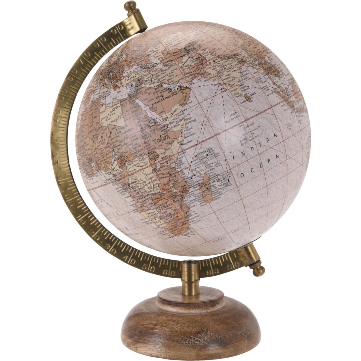 Duży globus na podstawie z drewna mango, Ø 16 cm