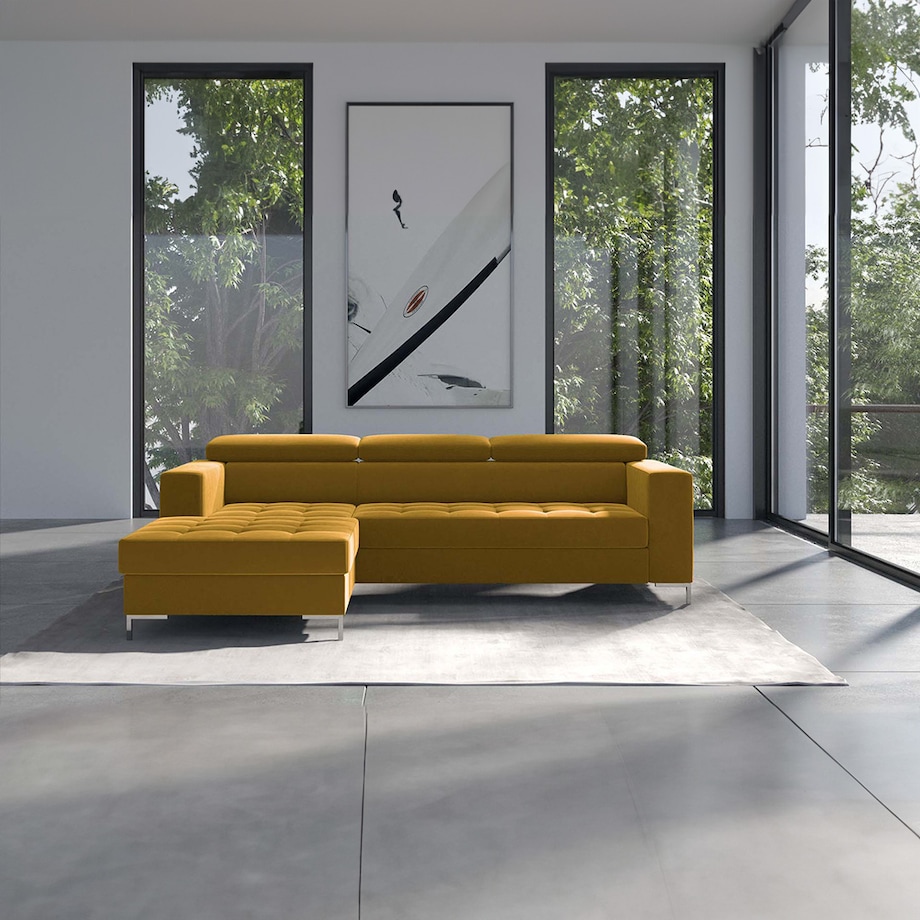 Sofa narożna rozkładana Reco miodowa