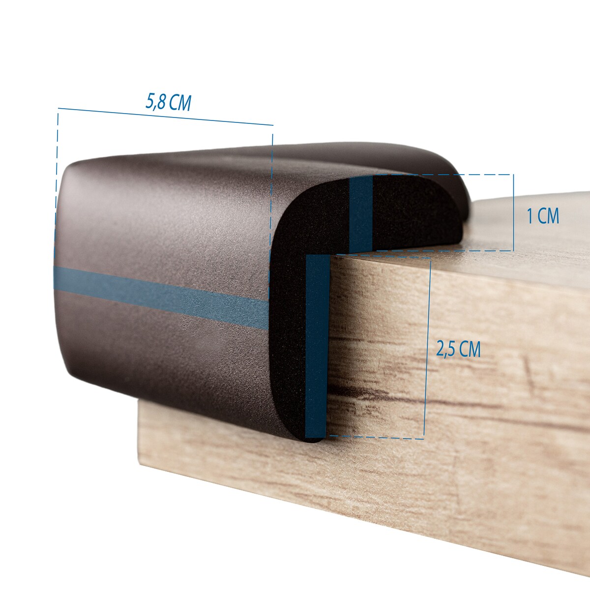 piankowe narożniki zabezpieczające meble, sipo, zestaw 4 sztuk, brązowe