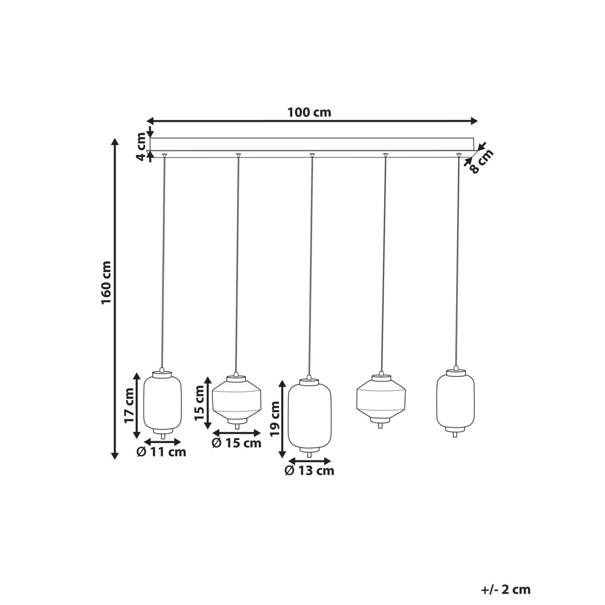 Lampa wisząca ledowa szklana 5-punktowa wielokolorowa SULLANE