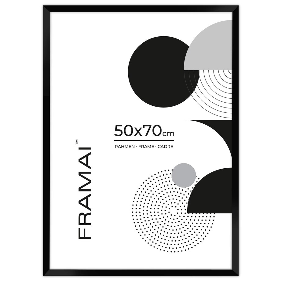 Ramka na zdjęcia 50x70 cm rama MDF czarna ramki do zdjęć plakatów 70x50 cm FRAMAI®