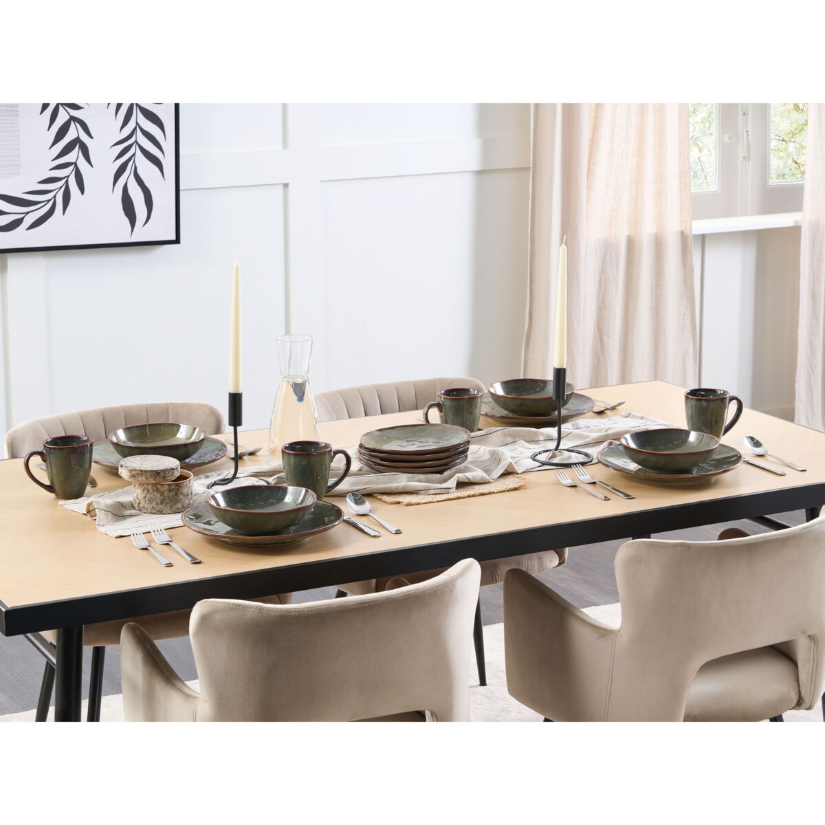 Zestaw 4 głębokich talerzy THYME Kamionka Ciemnozielony