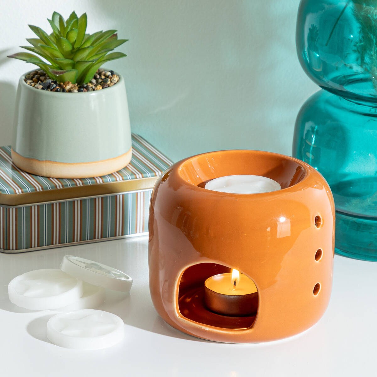 Kominek do wosku ceramiczny + 5 wosków zapachowych