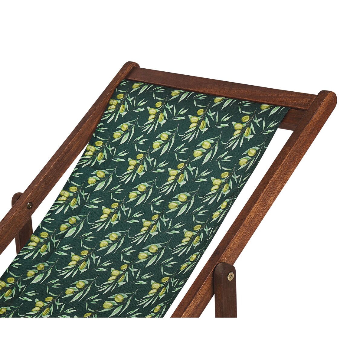 Zestaw 2 leżaków ogrodowych ciemne drewno akacjowe wzór w oliwki ANZIO