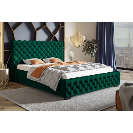 Łóżko tapicerowane z pojemnikiem 160x200 BEN 12 - zielone