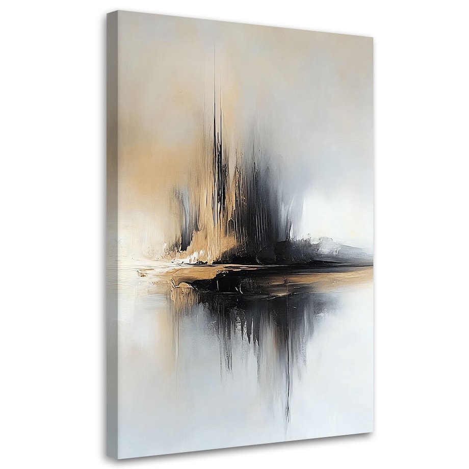 Nowoczesny obraz na ścianę do salonu Abstrakcja Beżowo Szara 70x100