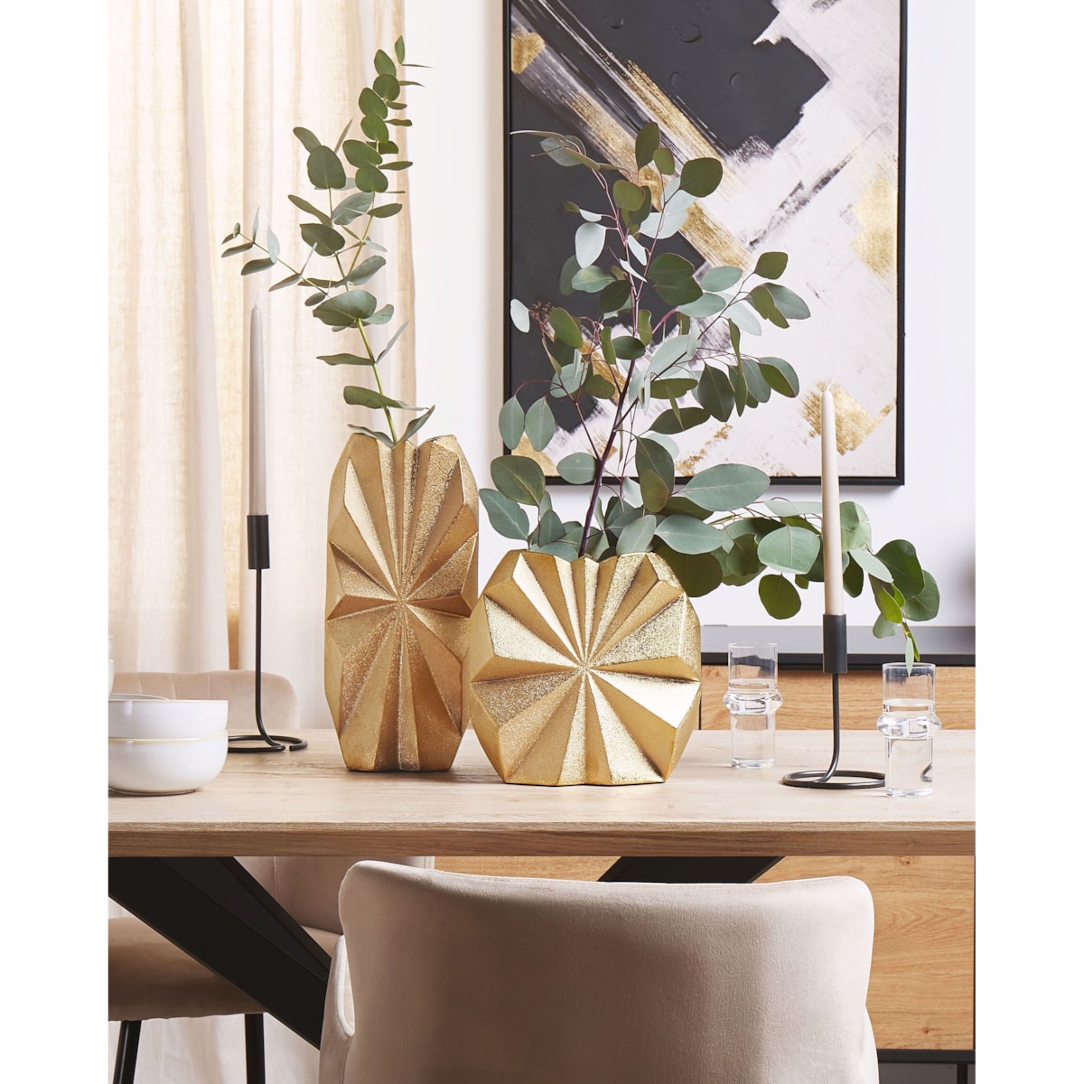 Wazon dekoracyjny ceramiczny 37 cm złoty AELIA