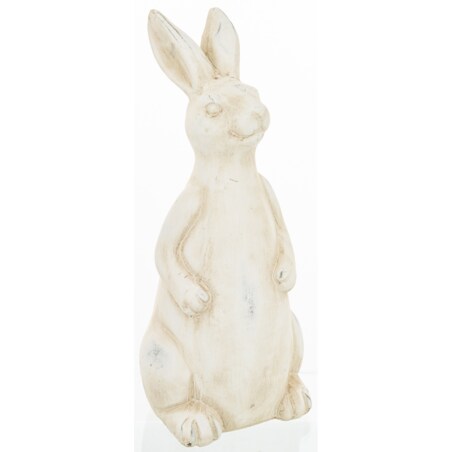 Dekoracja - beżowa ceramiczna figurka królika 31.5x13x13 cm