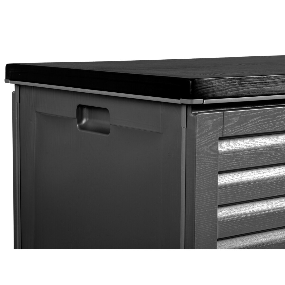 Skrzynia ogrodowa balkonowa 143x57x53,5 cm 390 litrów czarno-szara Plonos