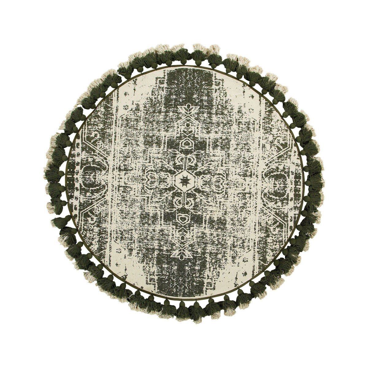 Dywan okrągły bawełniany ø 120 cm kremowo-zielony KAHTA