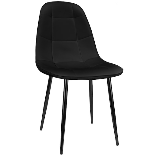 Krzesło tapicerowane ekoskóra czarne nowoczesne loftowe