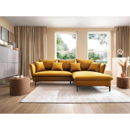 Narożnik z funkcją spania BOSS musztardowy prawy/lewy