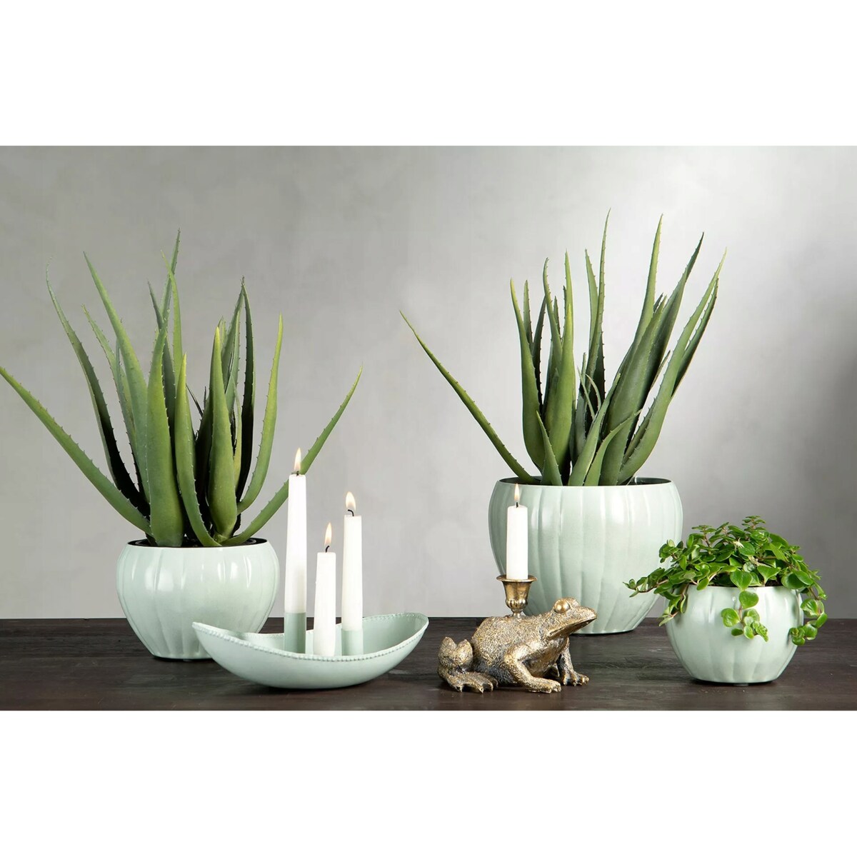 DONICZKA TURKUSOWA METALOWA 3 szt do salonu palmy loft osłonka na bonsai