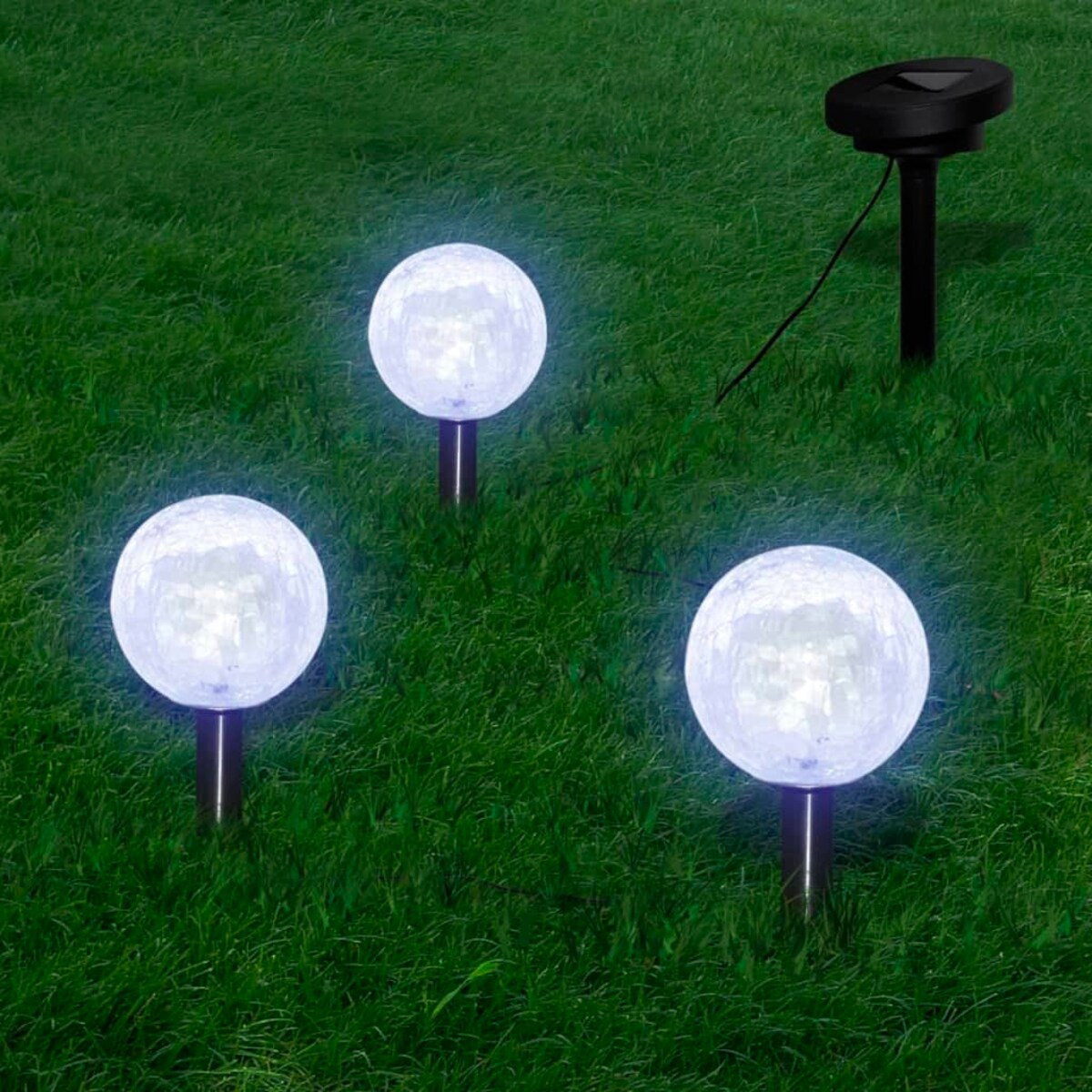vidaXL Lampy ogrodowe ze szpikulcami i panelem solarnym, 3 LED