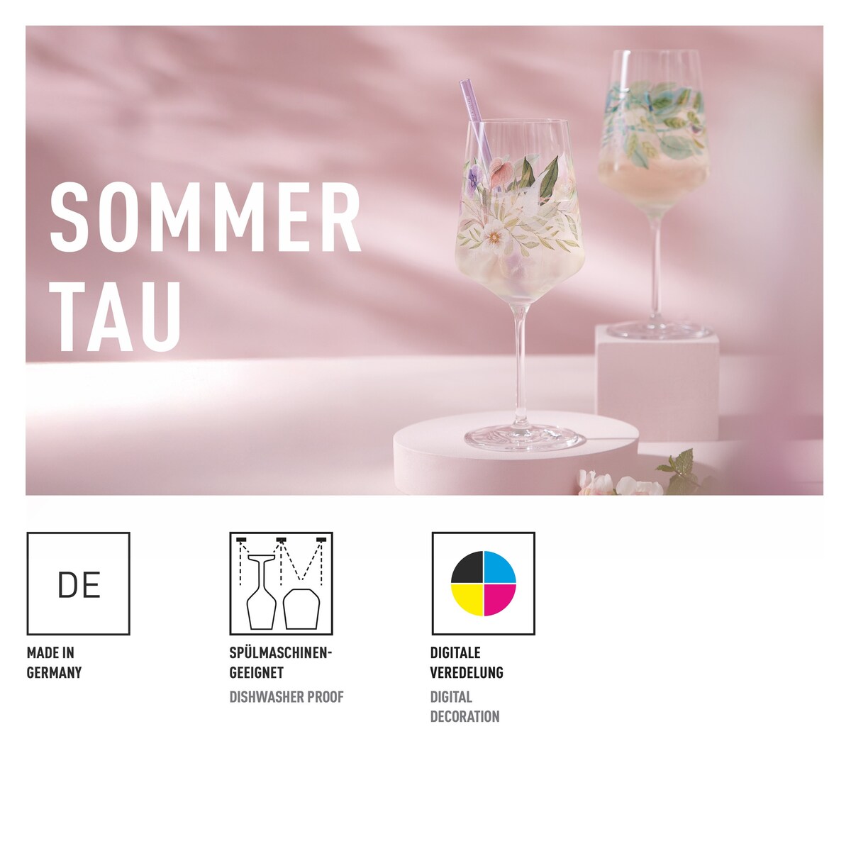 Ritzenhoff Zestaw 4 szt. kieliszków do aperitif Sommertau Hugo ilustrator S.Eikler E.Sprenger-Pieper T. Kuhlmann