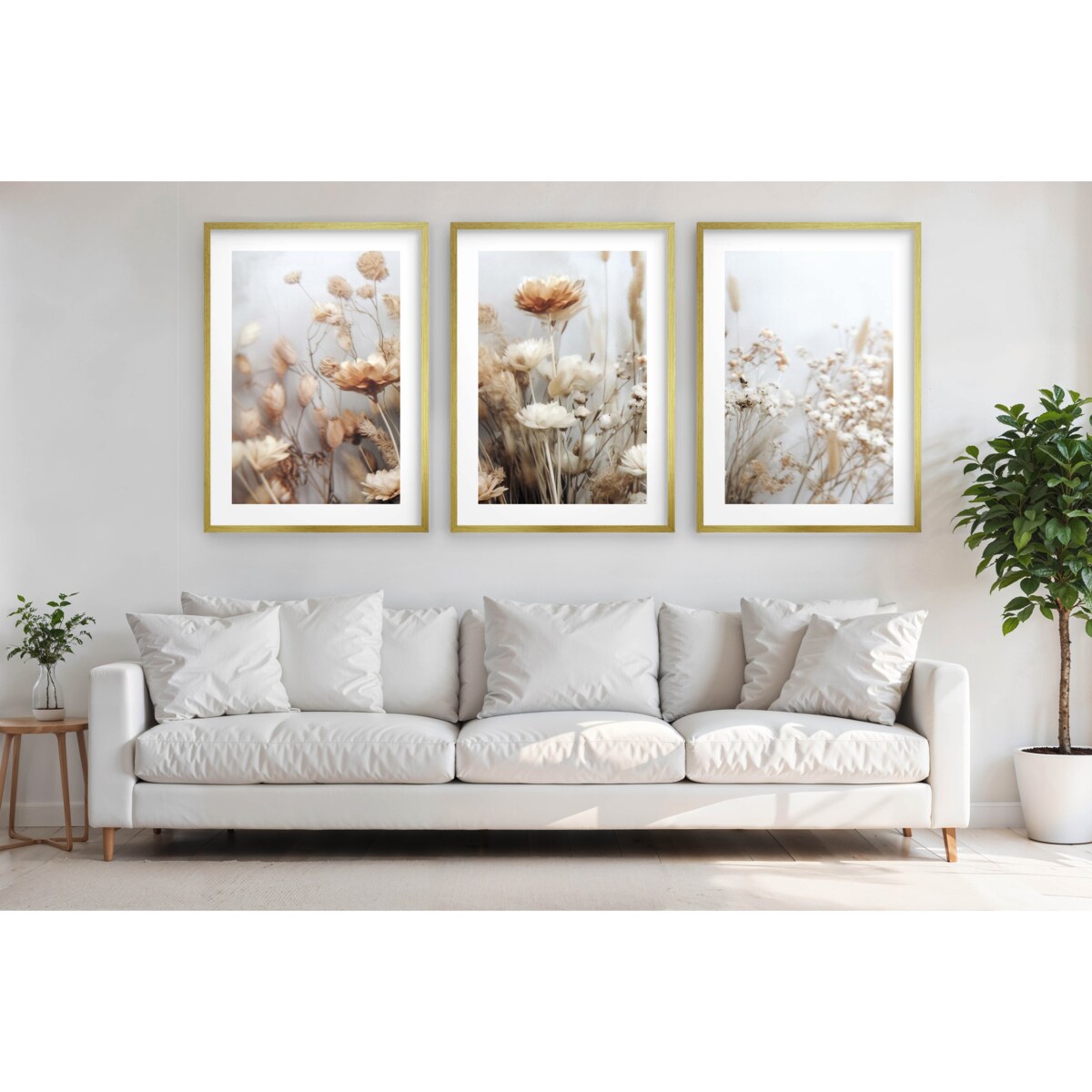 Plakaty Obrazy na ścianę Ozdoba Boho Beżowe Kwiaty do salonu sypialni