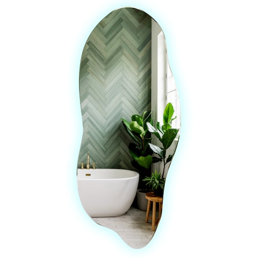 Lustro LED o płynnym kształcie, 40x90 cm, zimne światło