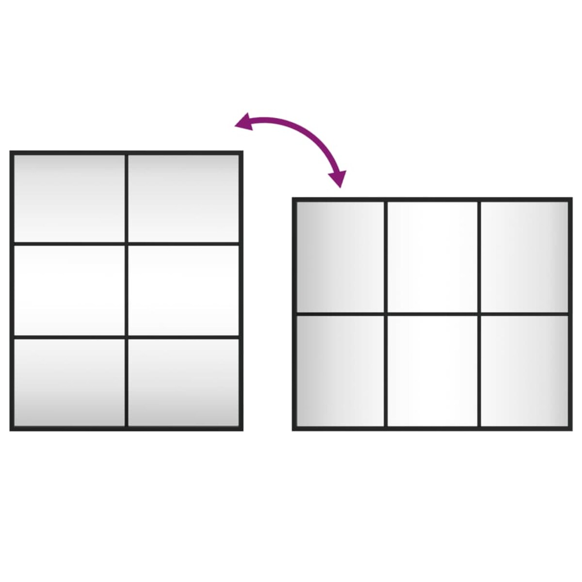 vidaXL Lustro ścienne, czarne, 50x60 cm, prostokątne, żelazo
