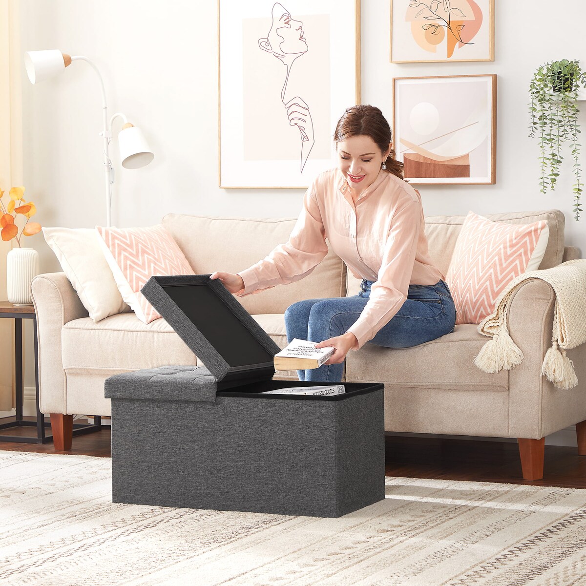 Pufa 76X38X38 Cm Ciemnoszary