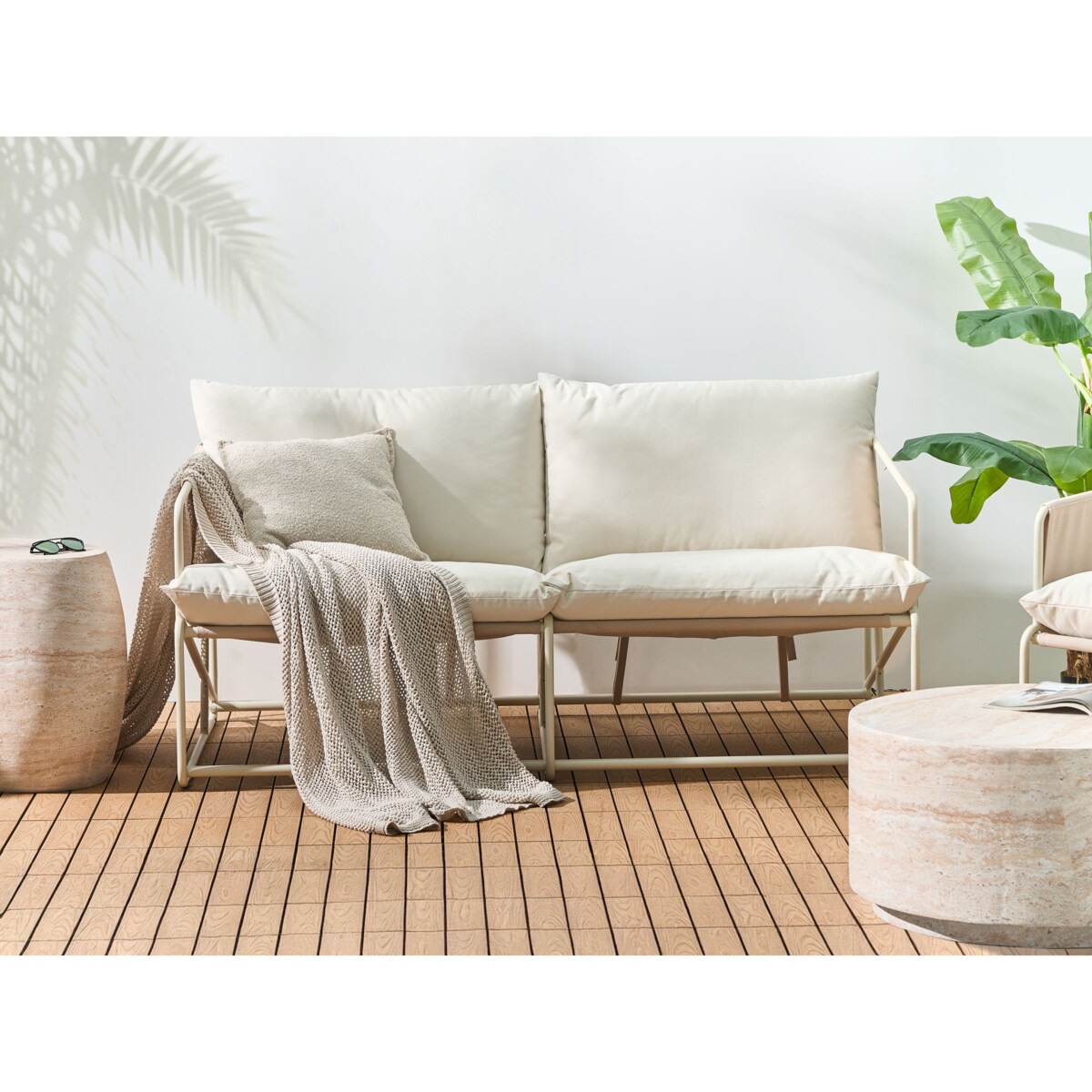 Sofa ogrodowa dla 2 osób PONTE Metal Beżowoszary