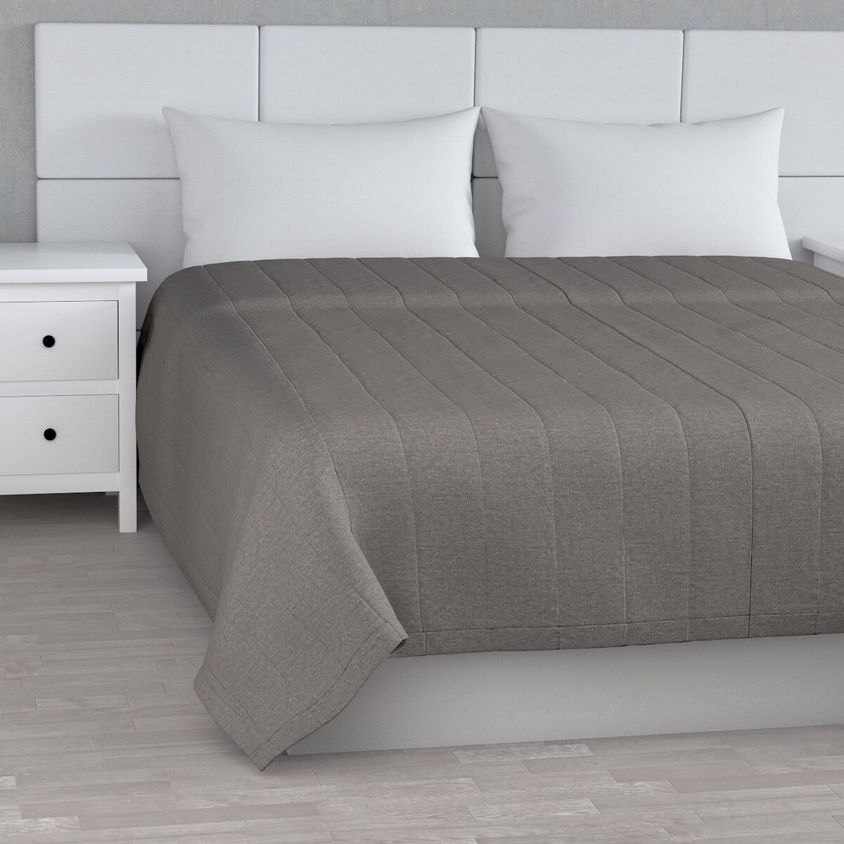 Narzuta pikowana w pasy 200x210 grafit