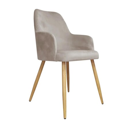 Krzesło WEZERA VELVET szarobeżowe/dąb