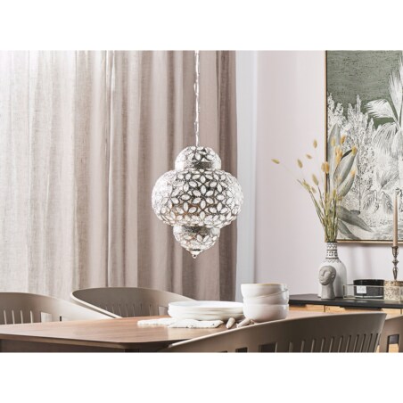 Lampa wisząca metalowa srebrna BANDAMA