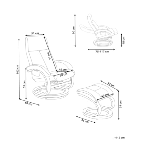 Fotel z masażem HERO Z podnóżkiem Beżowy