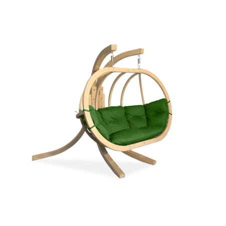 KONSIMO CALLISTO Zielony drewniany fotel wiszący do ogrodu