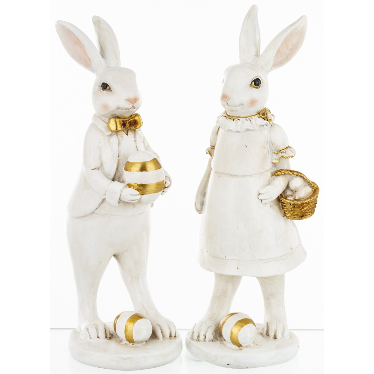 Dekoracja - króliczątko z pisanką i na pisance 13,5x9x9 cm BIELACZEK