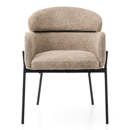 Krzesło tapicerowane boucle do salonu BOLZANO ciemnobeżowe