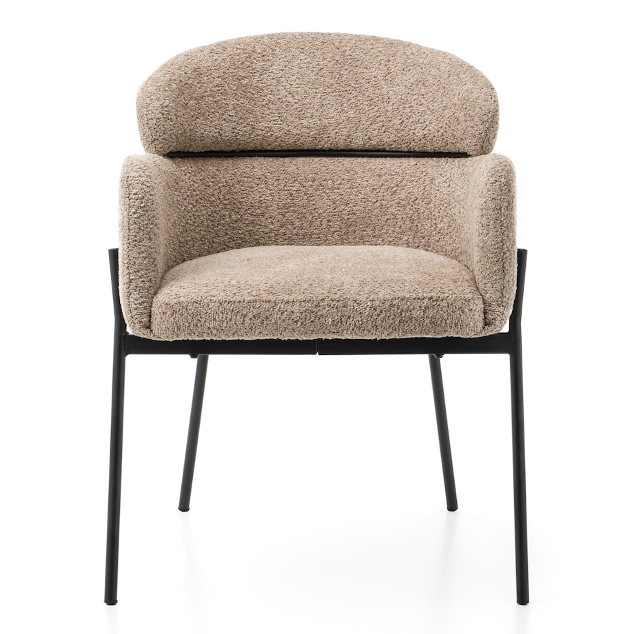 Krzesło tapicerowane boucle do salonu BOLZANO ciemnobeżowe