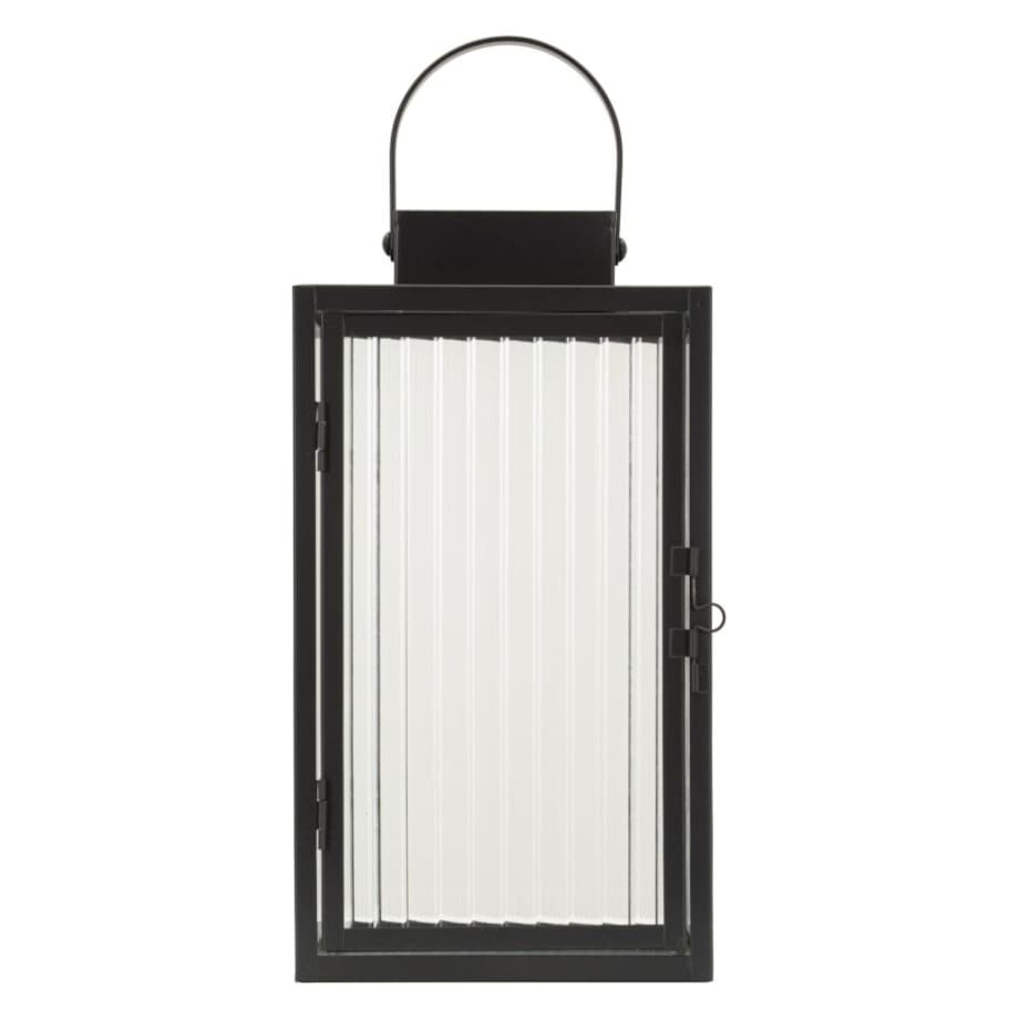 Lampion dekoracyjny Simply, kolor czarny, metal i szkło, 15,5 x 15,5 x 28,5 cm, styl nowoczesny, dekoracja do salonu, Mauro Ferretti
