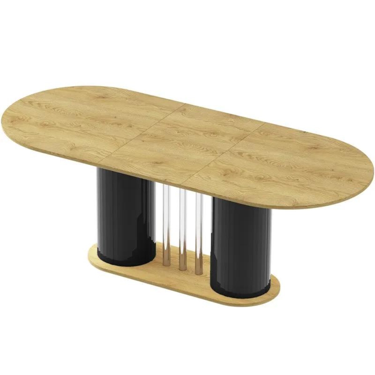 Stół rozkładany CESARO 160(208)x89 dąb/czarny połysk