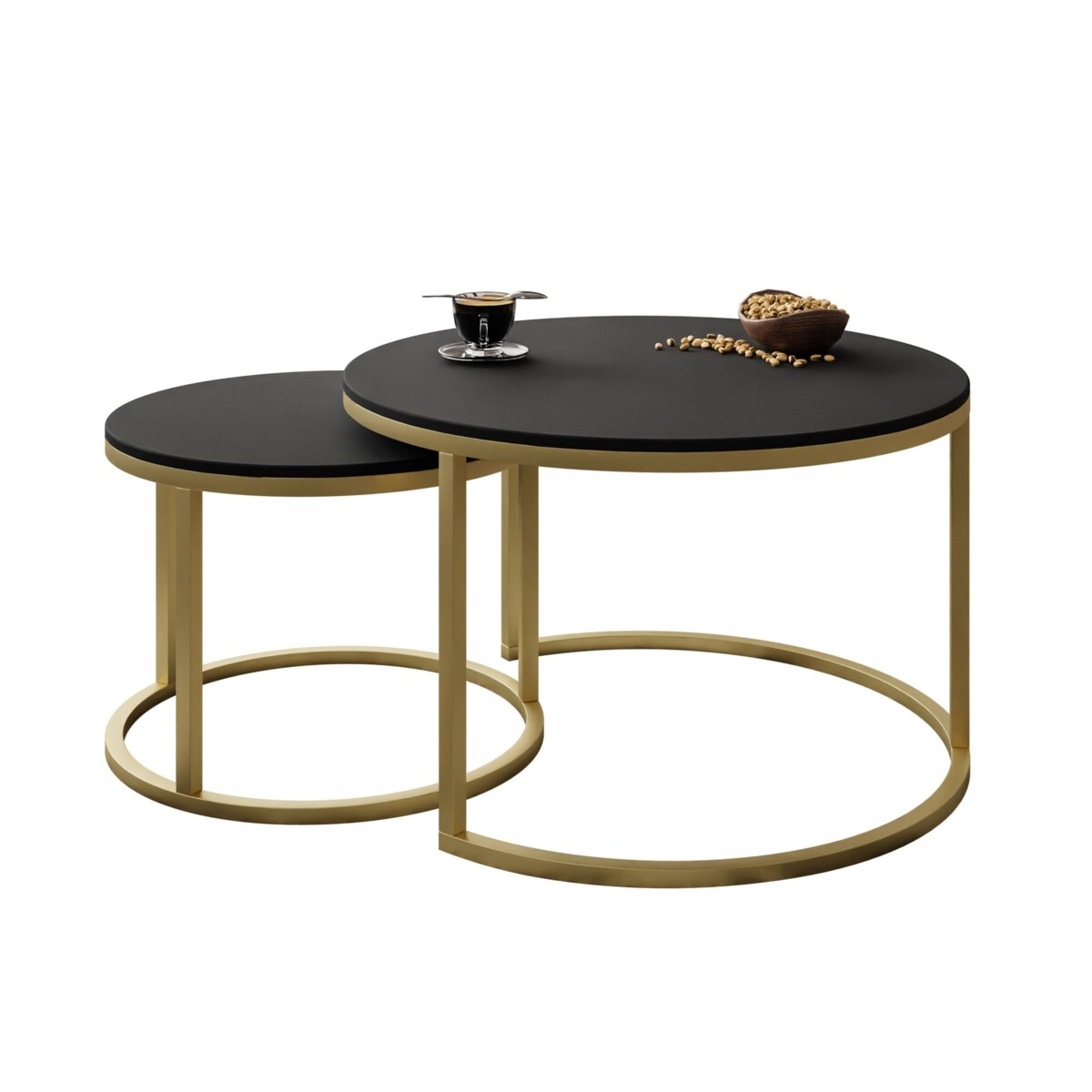 Okrągły stolik kawowy CIRI 2w1 złoty mat czarny mat