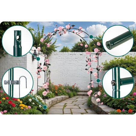 Pergola ogrodowa zielona łuk na kwiaty 240x140cm + kotwy Plonos