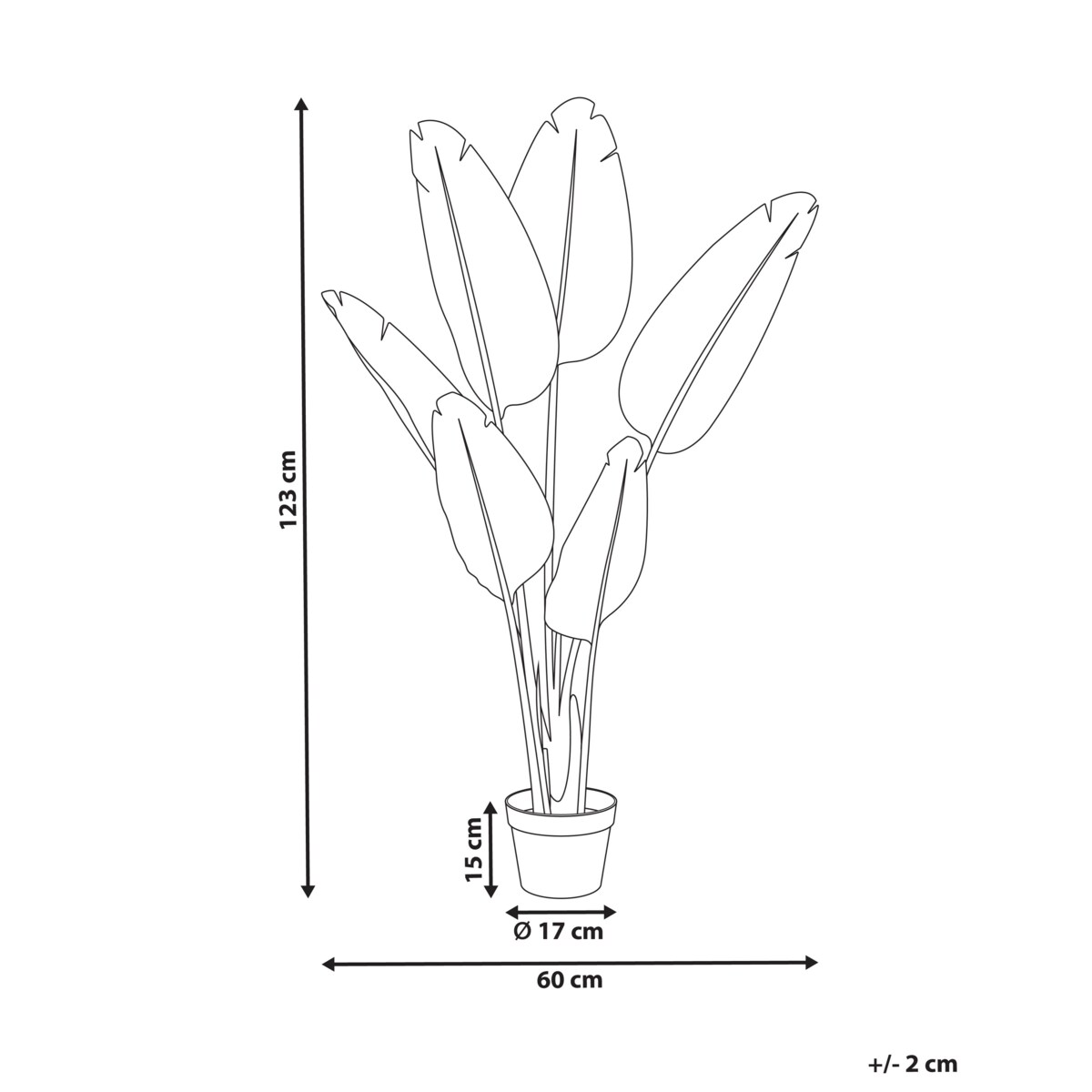 Sztuczna roślina BANANA TREE 123 cm Biały